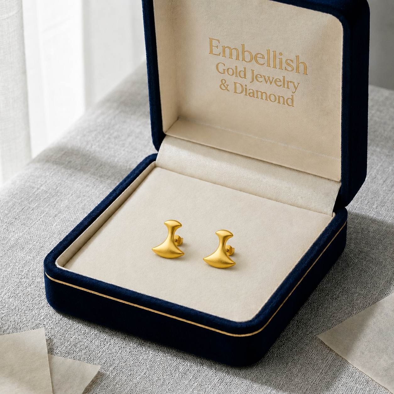 18K Real Gold Tif Earrings - 18k Gold Earrings - Embellish Gold