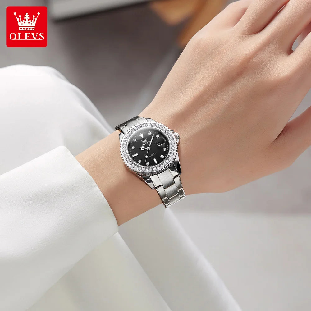 OLEVS Luxury Brand Quartz Watch for Women - Olevs - Embellish Gold Jewelry & Diamond