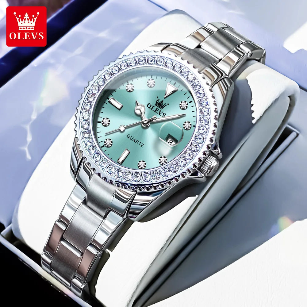 OLEVS Luxury Brand Quartz Watch for Women - Olevs - Embellish Gold Jewelry & Diamond