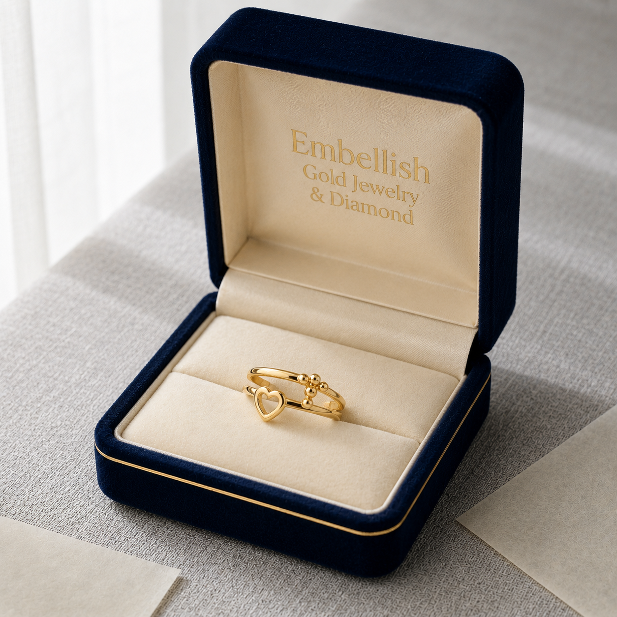 18k Gold Cross Over Heart Ring - ad collection - Embellish Gold Jewelry & Diamond