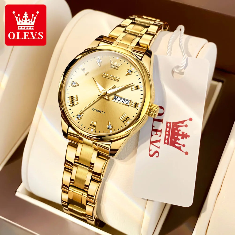 OLEVS 5563 New Fashion Women Quartz Watch - Olevs - Embellish Gold Jewelry & Diamond