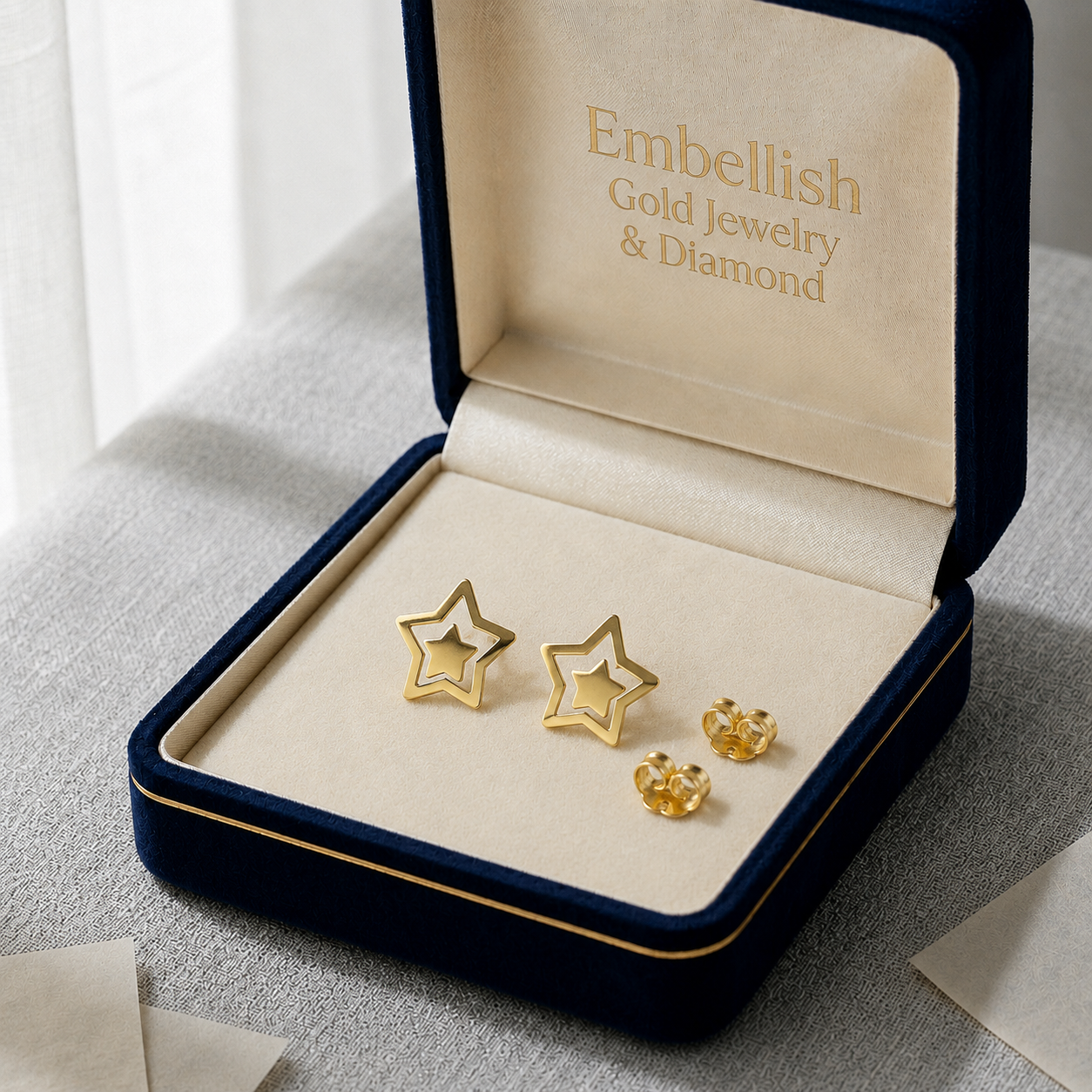 18K Real Gold Star Earrings - Earring at @ 135 - Embellish Gold