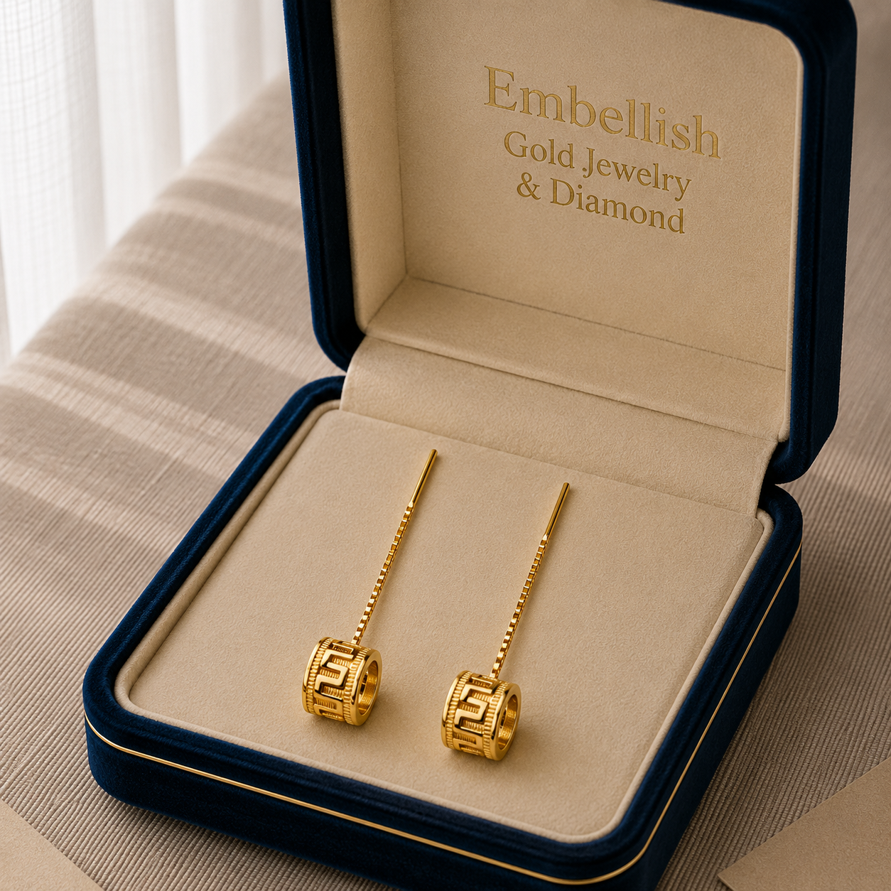18k Gold Maze Tictac Earrings - 18k Gold Earrings - Embellish Gold Jewelry & Diamond