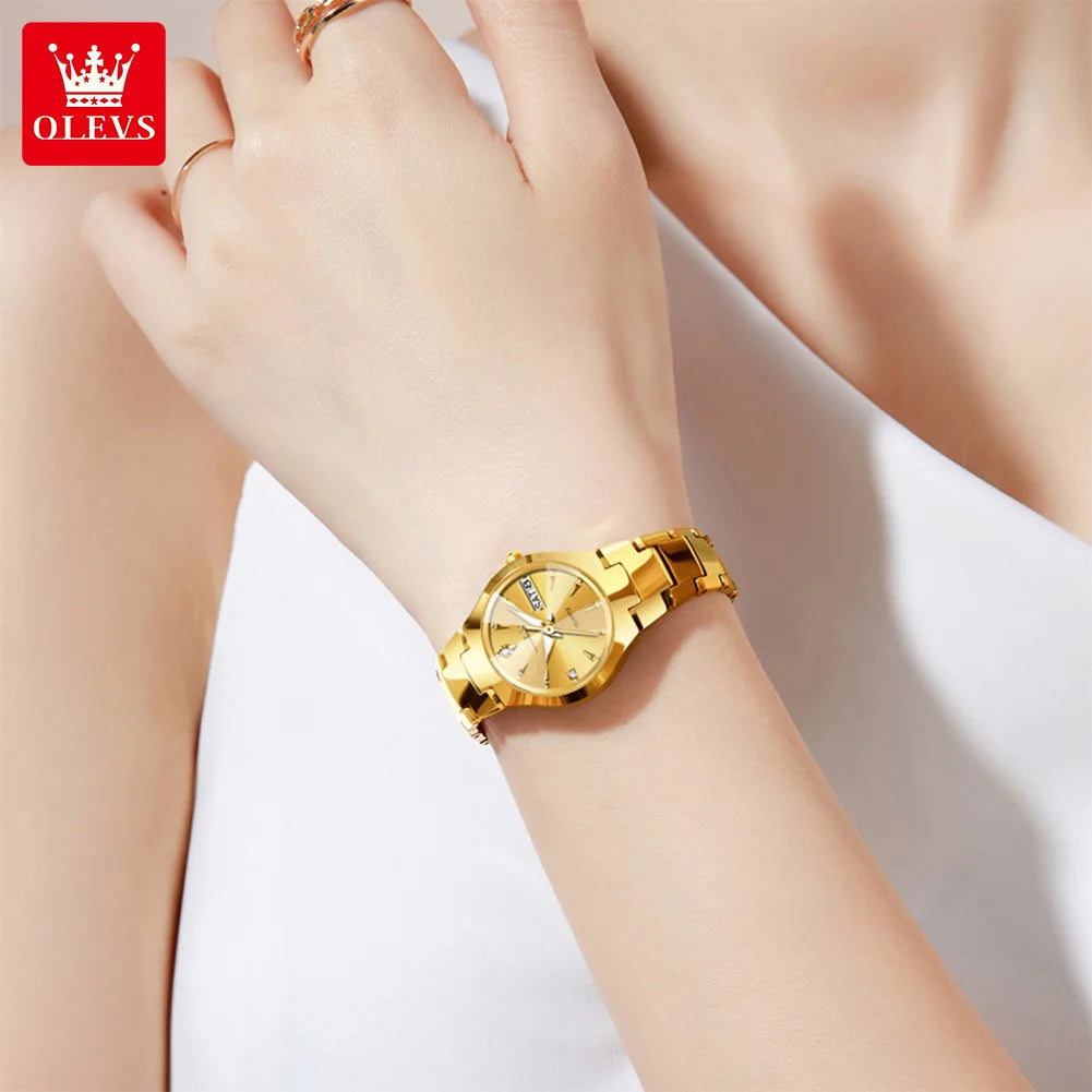 OLEVS 8697 Women's Multi-functional Watch - Festive Collection - Embellish Gold Jewelry & Diamond
