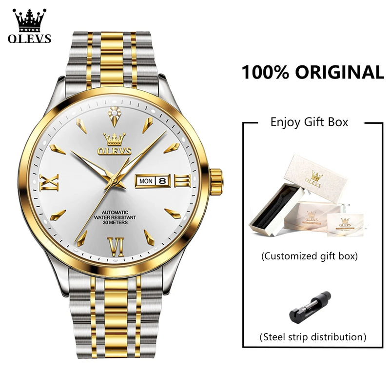 OLEVS 9956 Mens Watch - مجموعة احتفالية - Embellish Gold Jewelry & Diamond