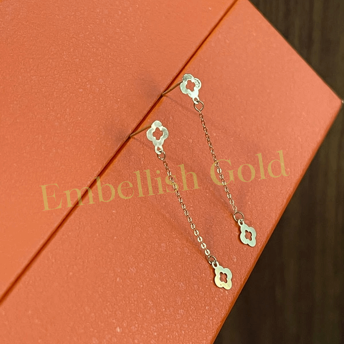 18K Real Saudi Gold Cleef Earring 086 - Embellish Gold