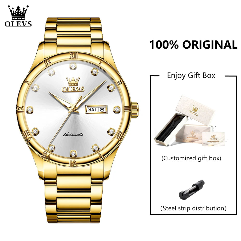 OLEVS 7030 Man Watch - Festive Collection - Embellish Gold Jewelry & Diamond