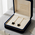 18k Butterfly black dangling earrings