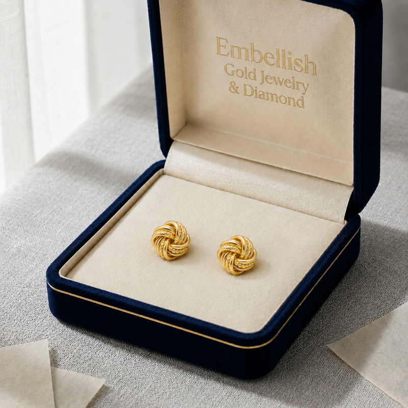 18k Gold Cinnamon Earrings - 18k Gold Earrings - Embellish Gold Jewelry & Diamond