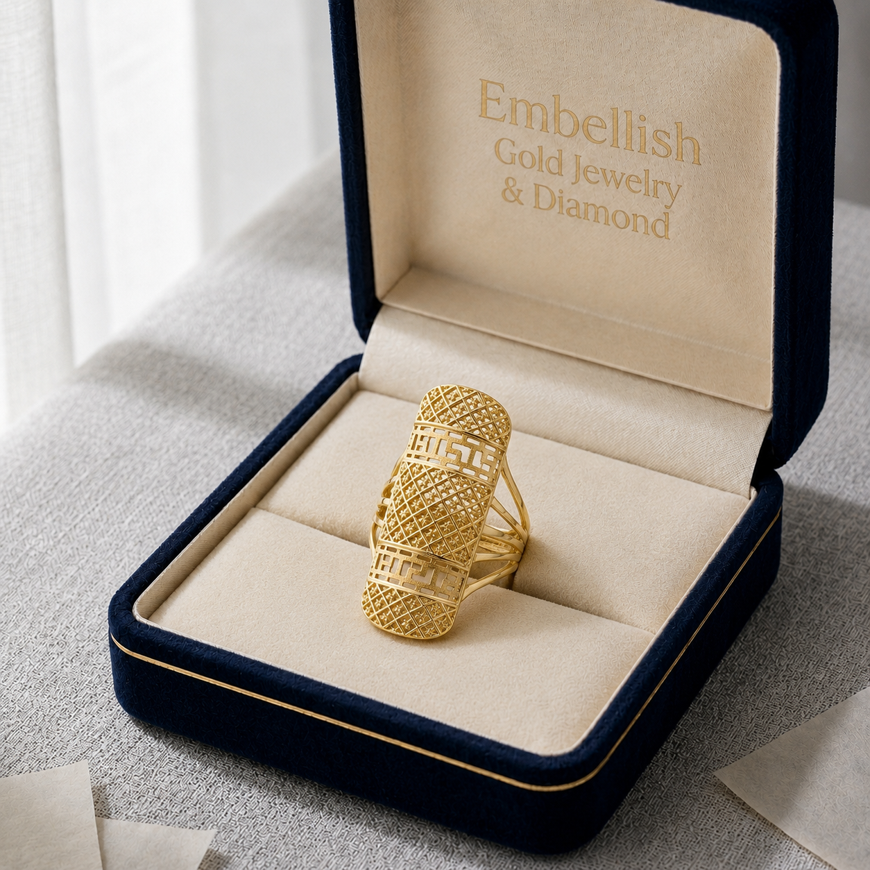 18k Gold Power Maze Ring - 18k Gold Ring - Embellish Gold Jewelry & Diamond