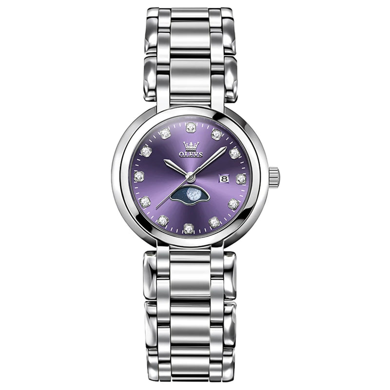 OLEVS Elegant Fashion Purple Rhinestone Dial Quartz Watch for Women - Olevs - Embellish Gold Jewelry & Diamond