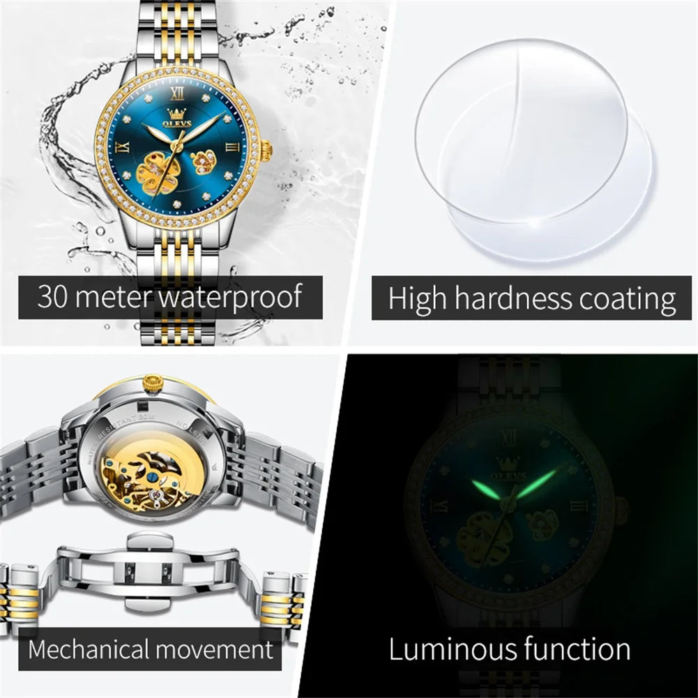 OLEVS 6706 New Women's Watch - Festive Collection - Embellish Gold Jewelry & Diamond
