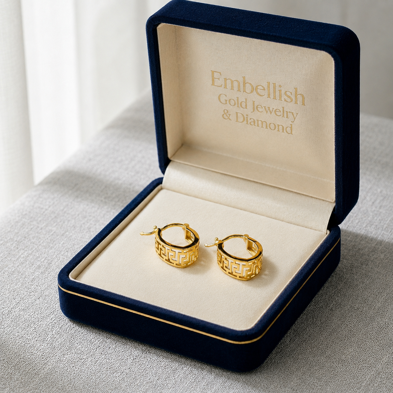 18k Gold U Maze Loop Earrings - 18k Gold Earrings - Embellish Gold Jewelry & Diamond