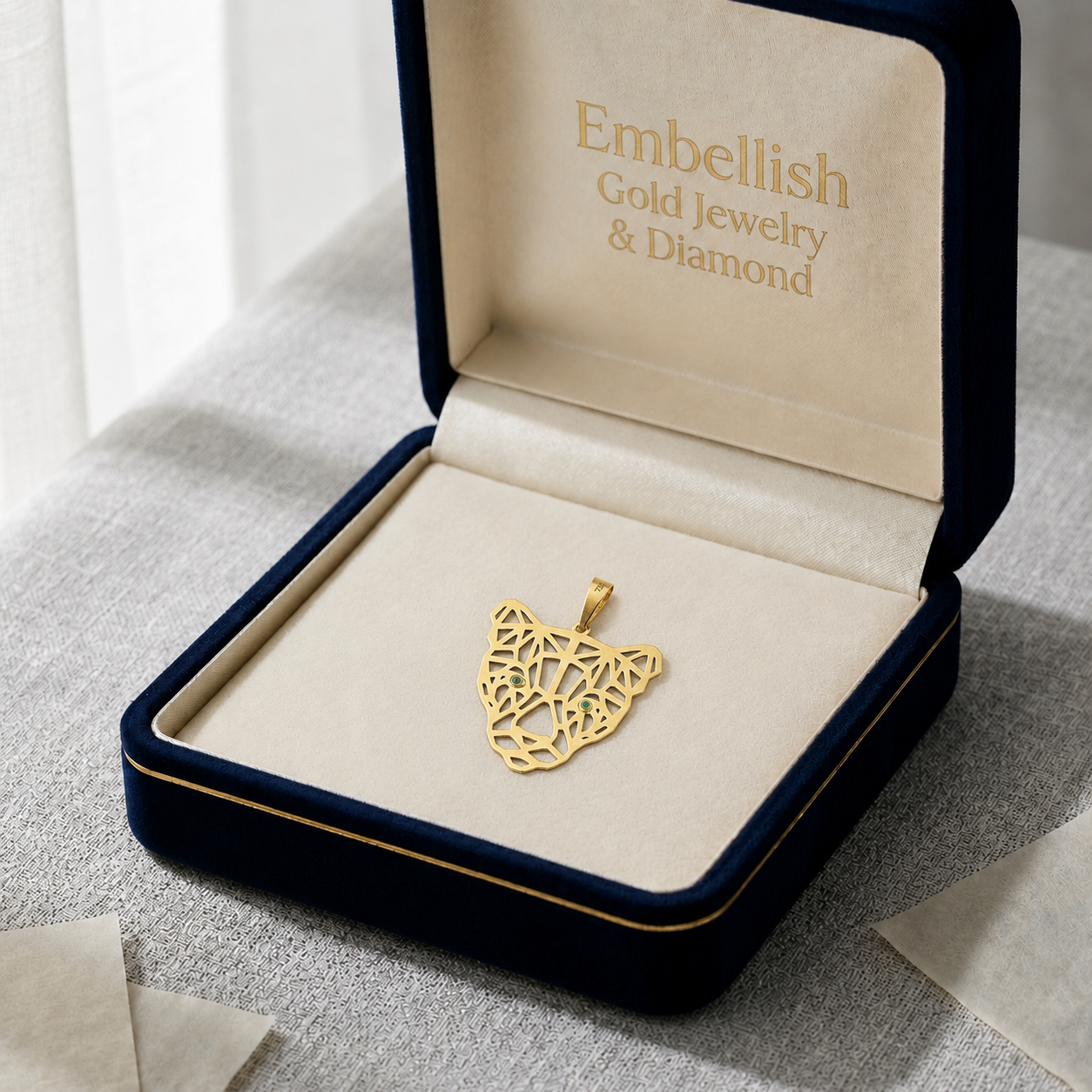 18k Gold Tiger Pendant - 18k Gold Pendant - Embellish Gold