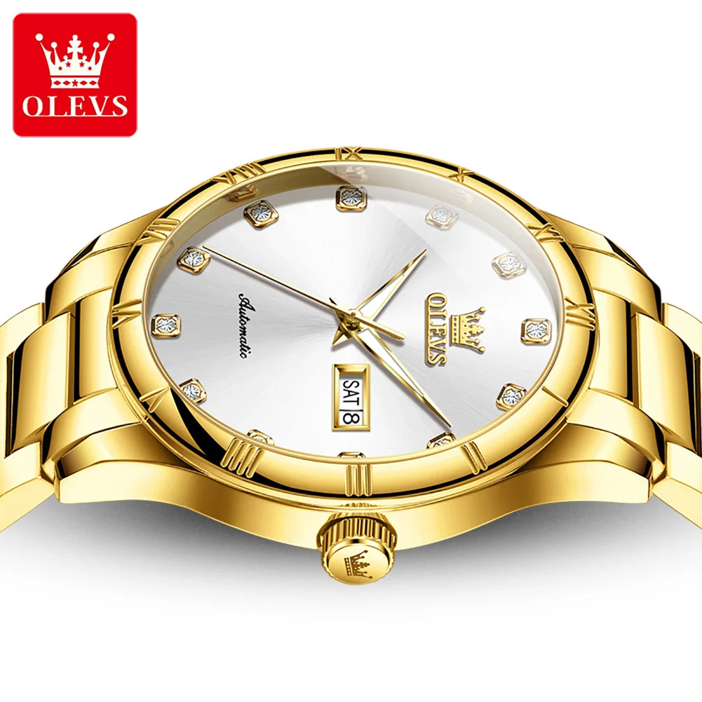 OLEVS 7030 Man Watch - Festive Collection - Embellish Gold Jewelry & Diamond