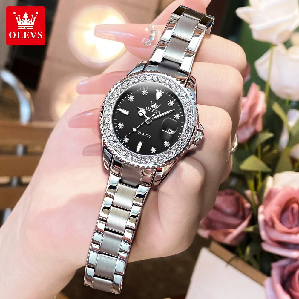 OLEVS Luxury Brand Quartz Watch for Women - Olevs - Embellish Gold Jewelry & Diamond