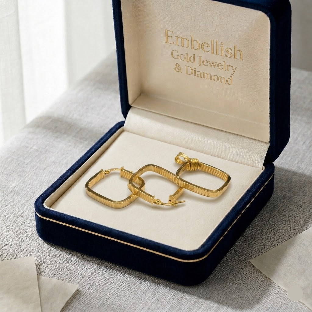 18k Gold Square Jewelry Set - ad collection - Embellish Gold Jewelry & Diamond