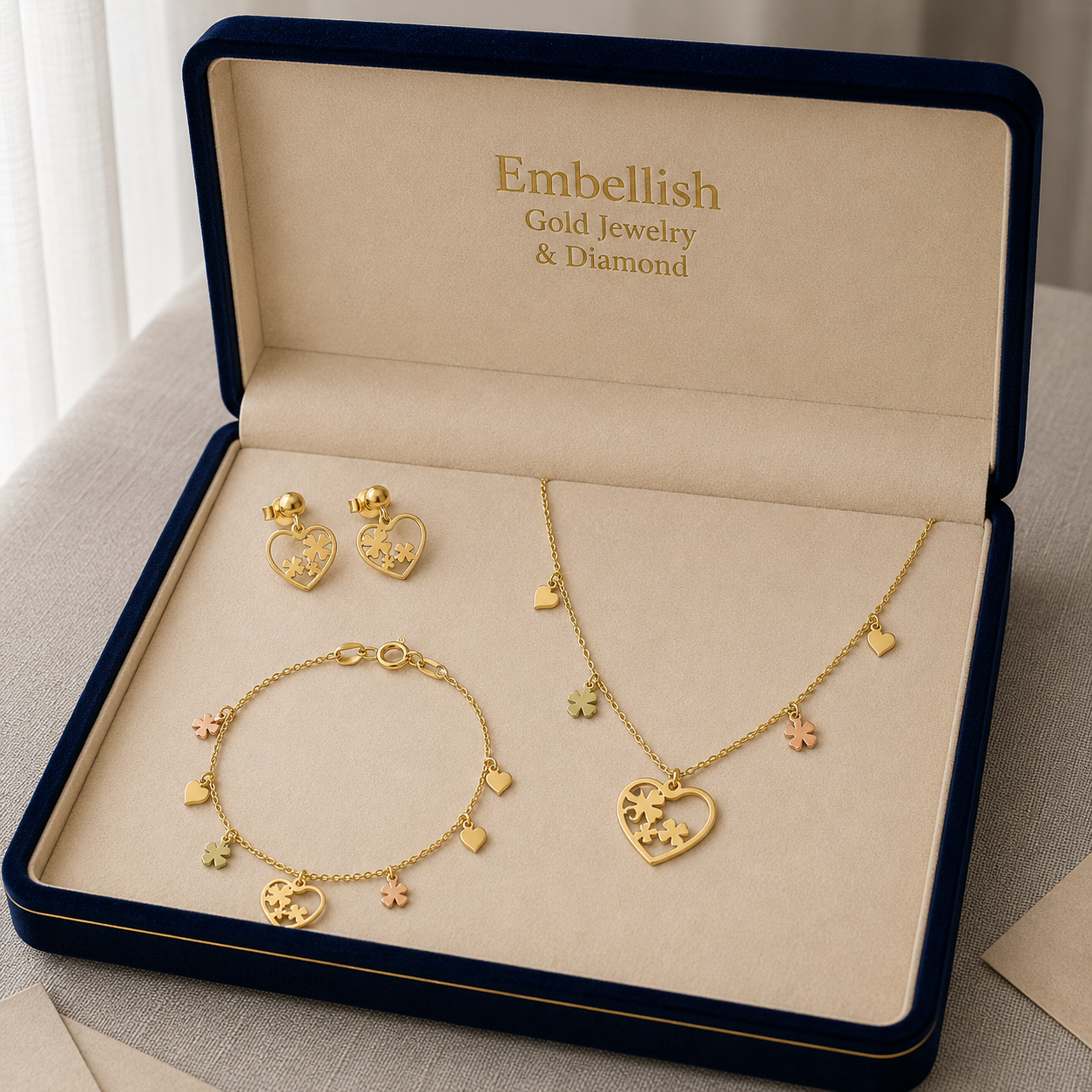 18k Gold Love Clover Jewelry Set - Best Seller - Embellish Gold Jewelry & Diamond