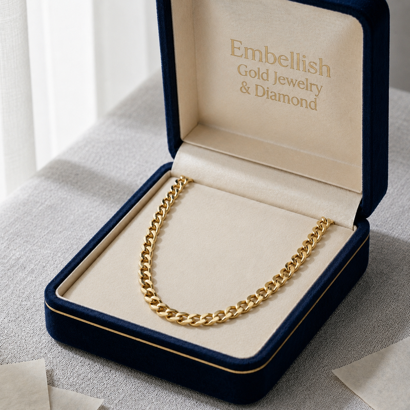 18k Gold Monaco Chain - 18k Gold Chain - Embellish Gold Jewelry & Diamond