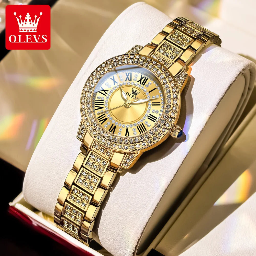 OLEVS 9943 Luxury Diamond Women Watch - Olevs - Embellish Gold Jewelry & Diamond