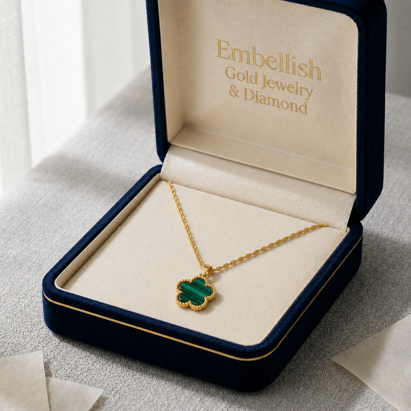18k Gold Green Star Necklace - 18k Gold Necklace - Embellish Gold