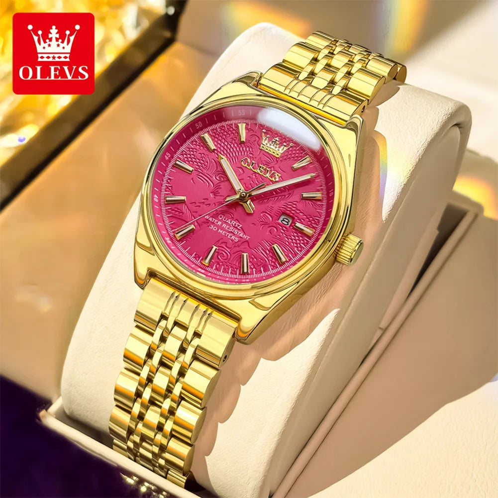 OLEVS Brand Luxury Gold Watch For Woman - Olevs - Embellish Gold Jewelry & Diamond
