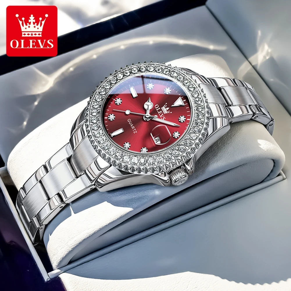OLEVS Luxury Brand Quartz Watch for Women - Olevs - Embellish Gold Jewelry & Diamond