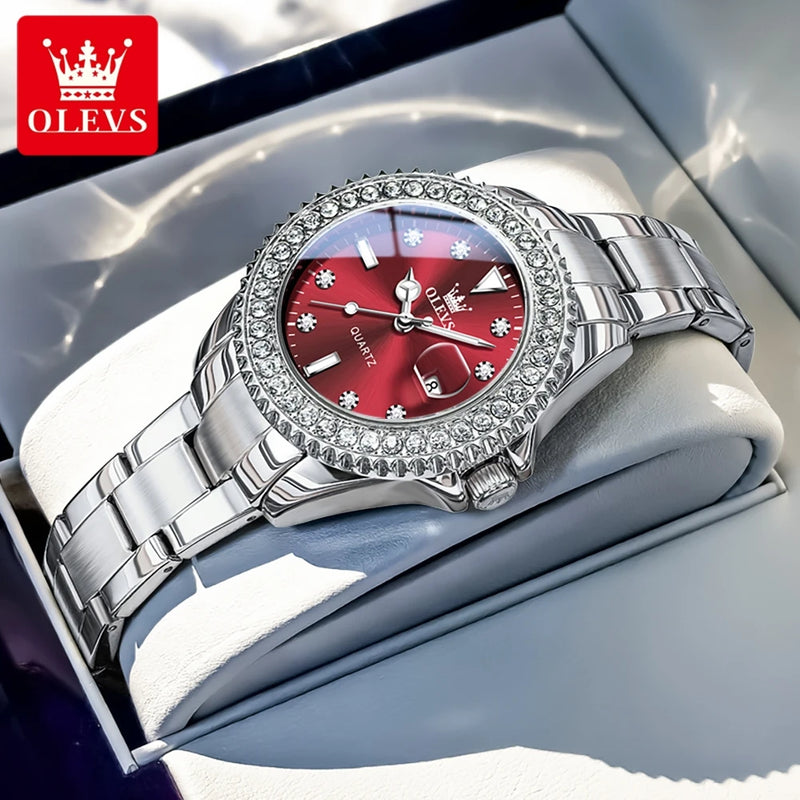 OLEVS Luxury Brand Quartz Watch for Women - Olevs - Embellish Gold Jewelry & Diamond