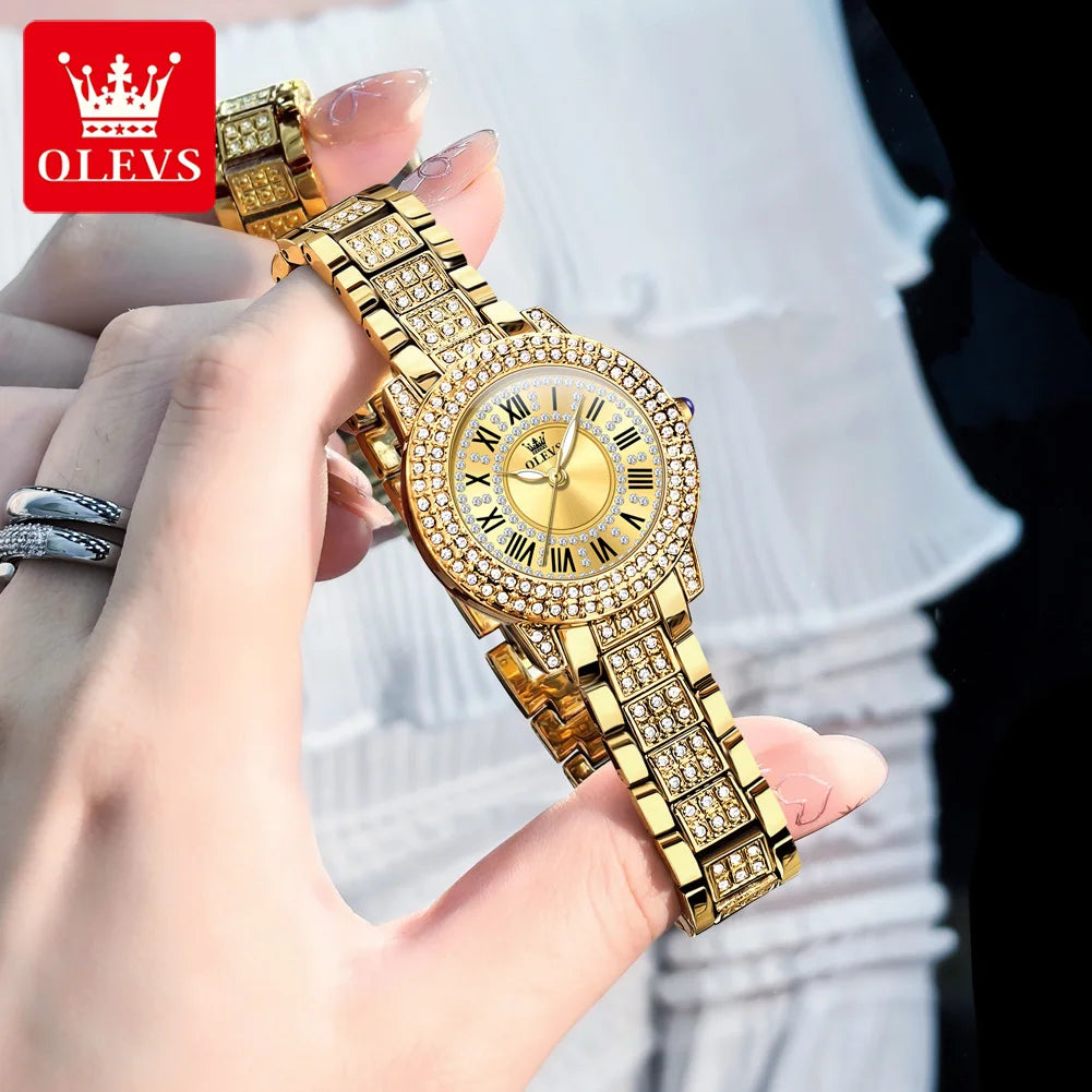 OLEVS 9943 Luxury Diamond Women Watch - Olevs - Embellish Gold Jewelry & Diamond