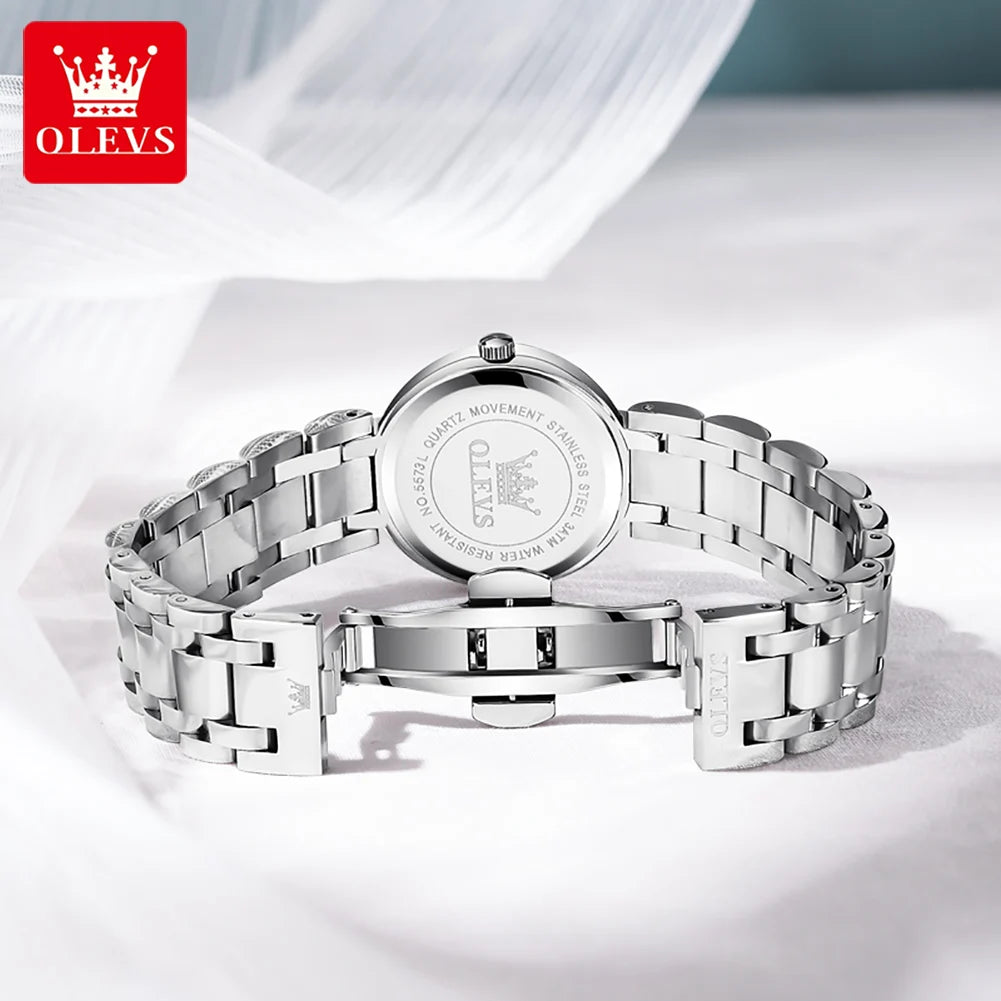 OLEVS Elegant Fashion Purple Rhinestone Dial Quartz Watch for Women