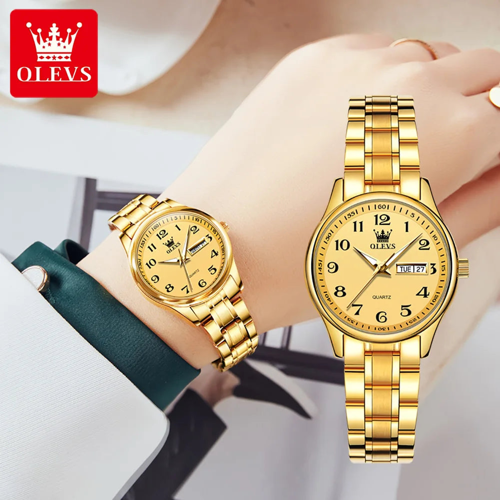 OLEVS Brand Luxury Gold Quartz Watch for Womens - Olevs - Embellish Gold Jewelry & Diamond