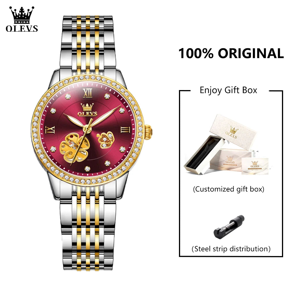 OLEVS 6706 New Women's Watch - Festive Collection - Embellish Gold Jewelry & Diamond