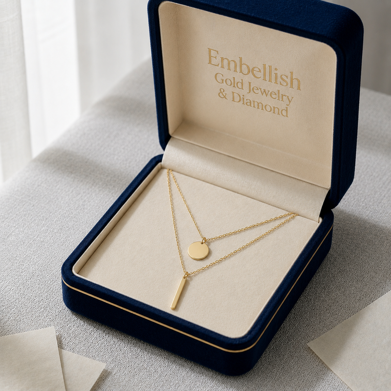 18k Gold 2 Pendant Design Necklace - Products - Embellish Gold Jewelry & Diamond