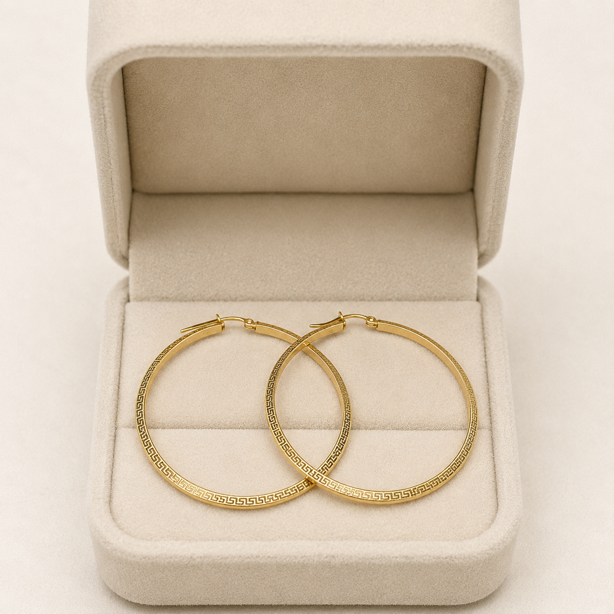 18k Gold Big Maze Loop Earrings