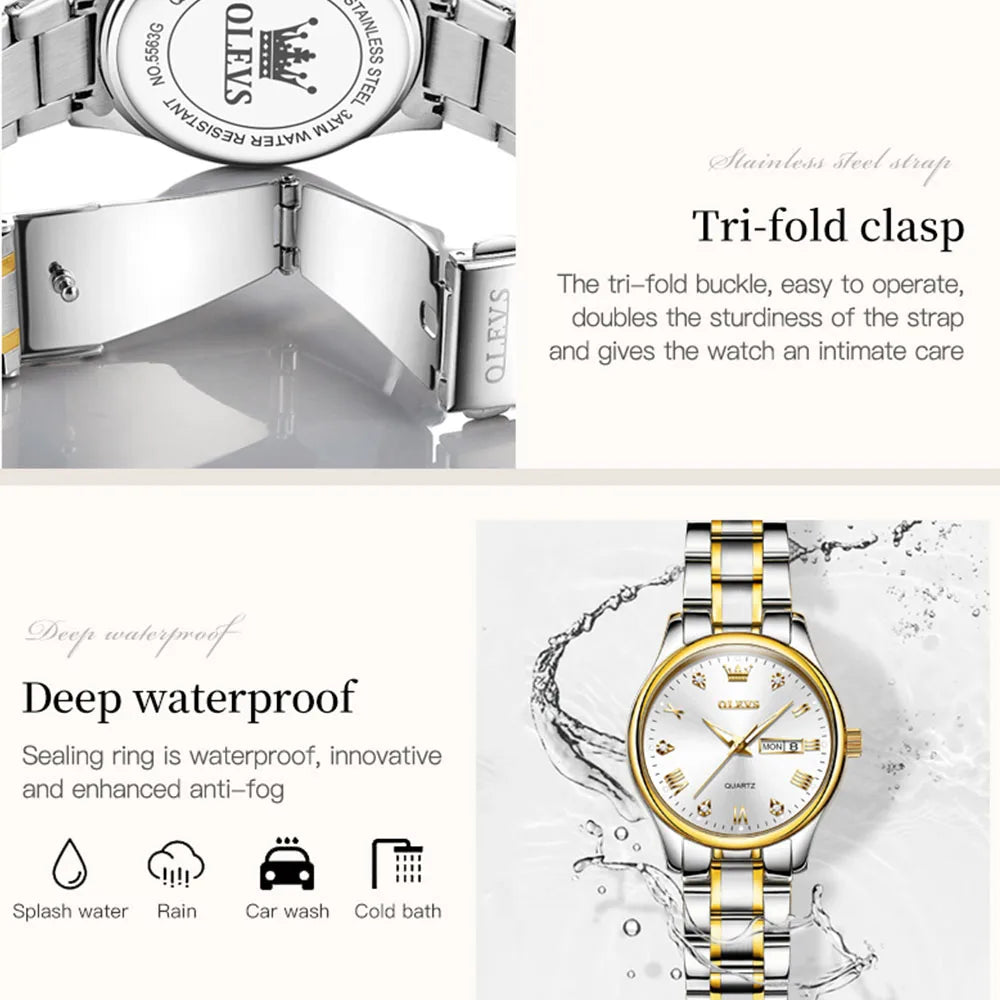 OLEVS 5563 New Fashion Women Quartz Watch - Olevs - Embellish Gold Jewelry & Diamond