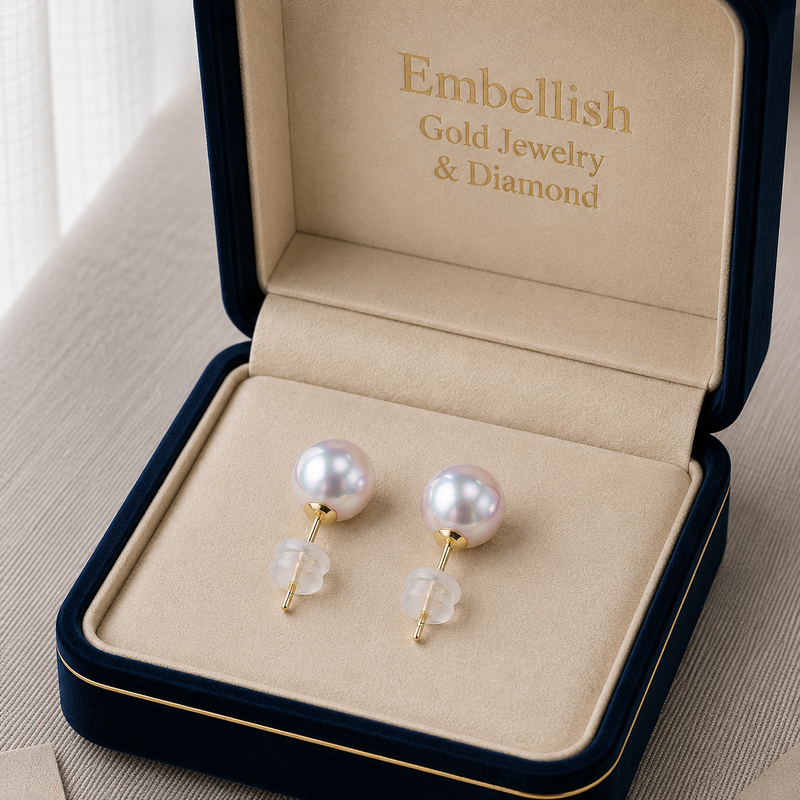 18k Gold Real Pearl Earrings White - THE 299 STORE - Embellish Gold Jewelry & Diamond