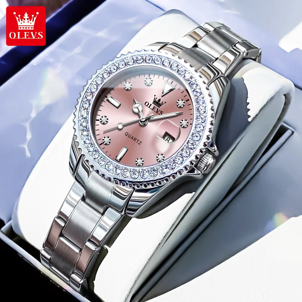 OLEVS Luxury Brand Quartz Watch for Women - Olevs - Embellish Gold Jewelry & Diamond