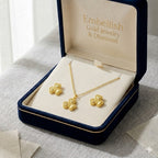 18K Real Gold 3 Petal Necklace And Earring Set