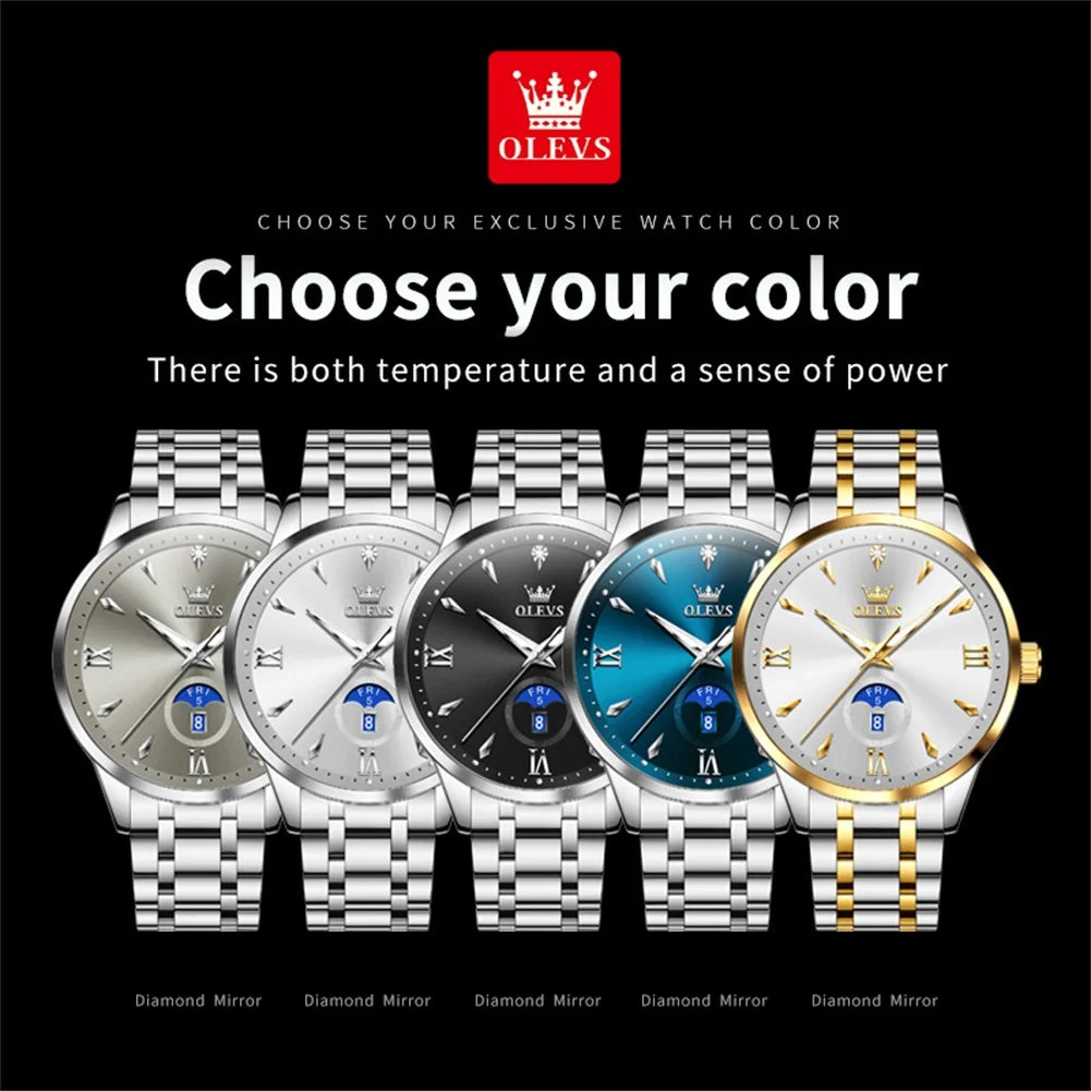 OLEVS Moon Phase men's watches - Olevs - Embellish Gold Jewelry & Diamond