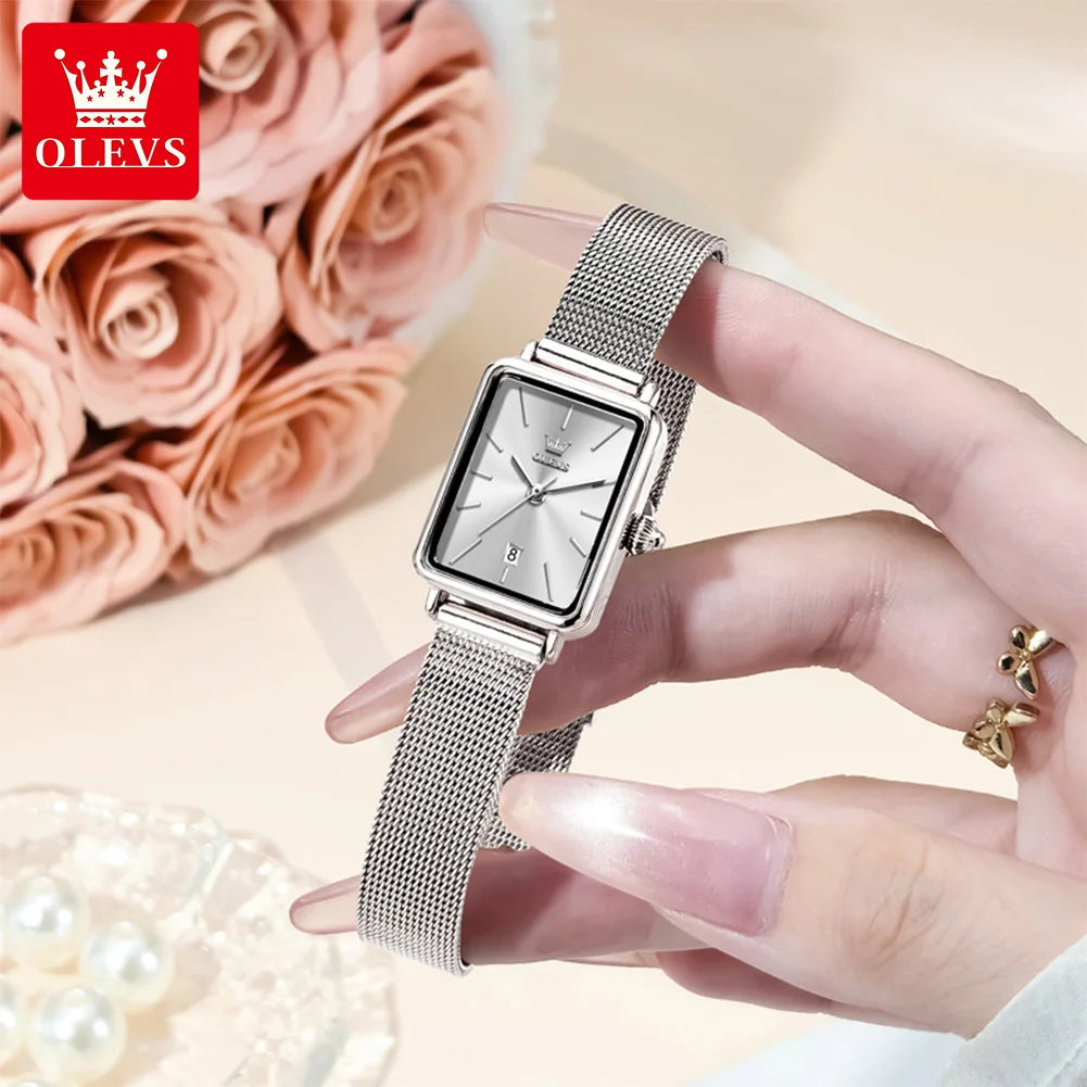 OLEVS 3692 Quartz Wristwatch Gifts Fashion Vintage Square Ultra Thin Ladies Watches - Olevs - Embellish Gold Jewelry & Diamond