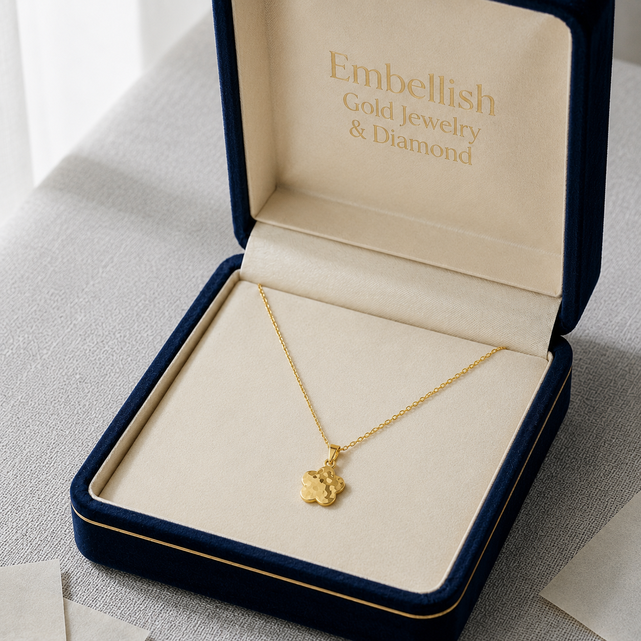 18K Real Gold Flower Necklace V1.1 - 18k Gold Necklace - Embellish Gold