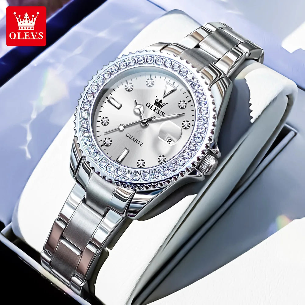 OLEVS Luxury Brand Quartz Watch for Women - Olevs - Embellish Gold Jewelry & Diamond