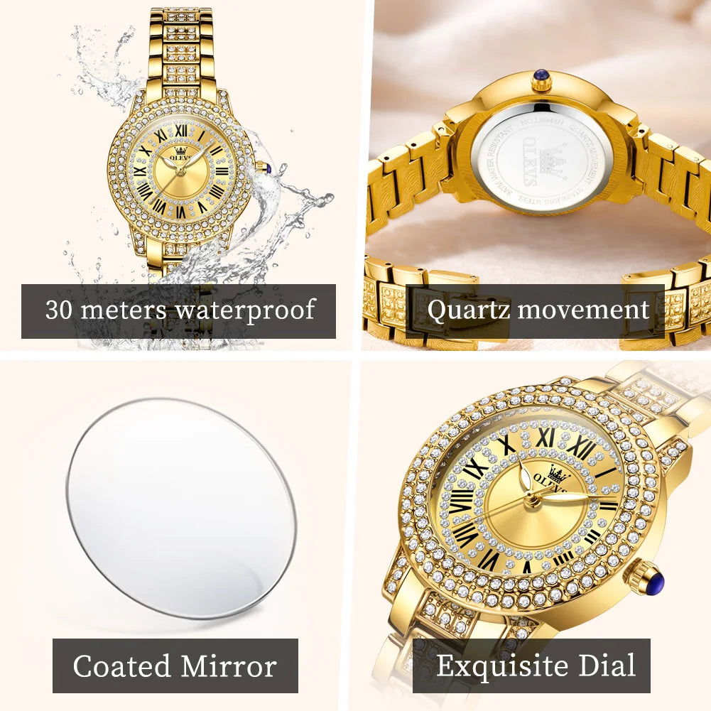 OLEVS 9943 Luxury Diamond Women Watch - Olevs - Embellish Gold Jewelry & Diamond