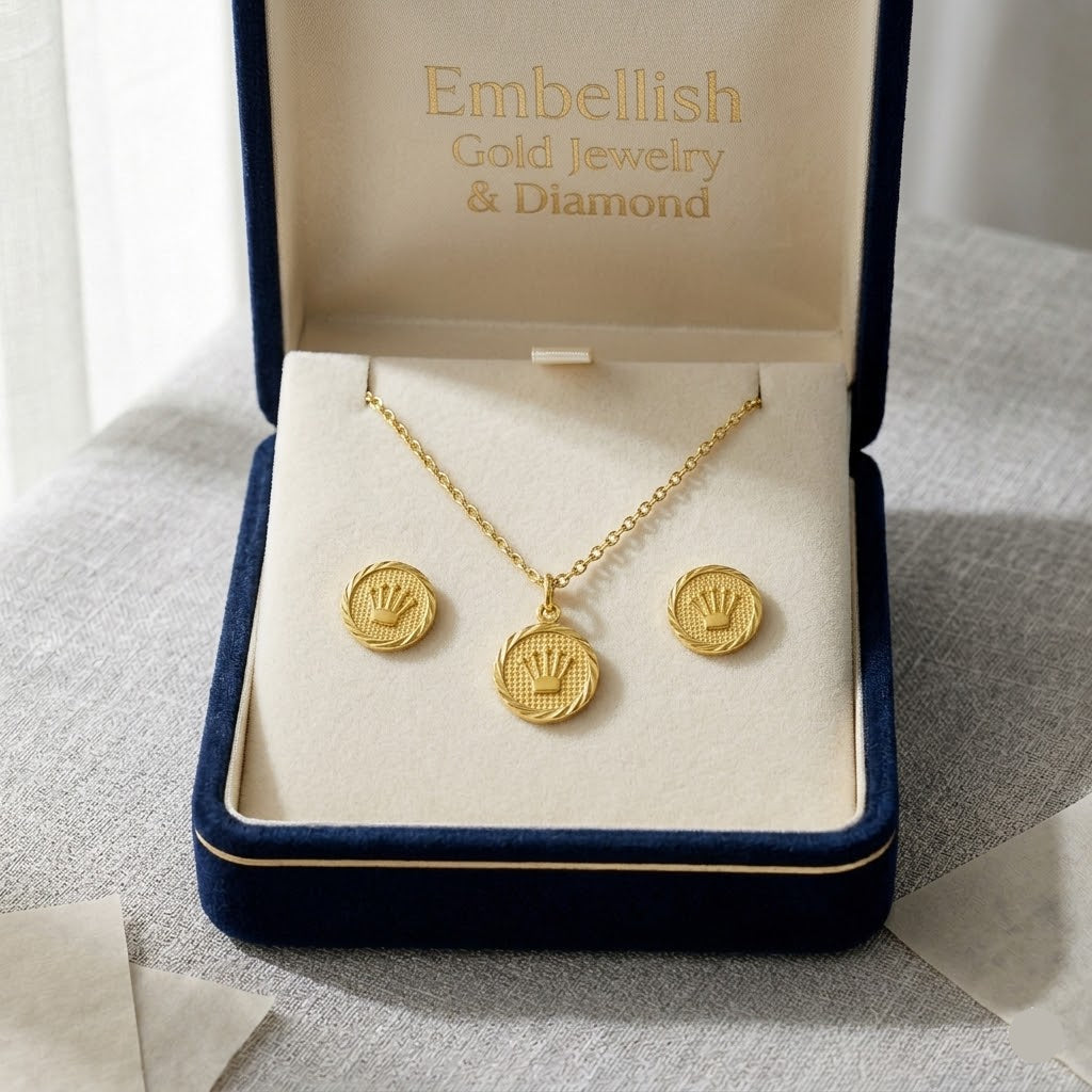 18k Gold Crown Jewelry Set