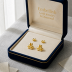 18K Real Gold Three Petal Flower Earrings