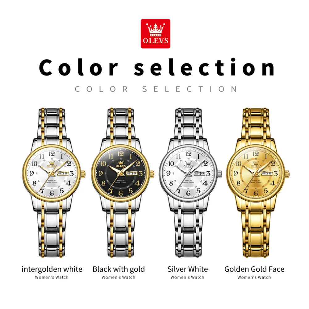 OLEVS 2891 Luxury Brand Fashion Women's Watches - Olevs - Embellish Gold Jewelry & Diamond