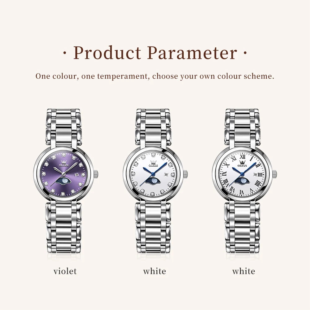 OLEVS Elegant Fashion Purple Rhinestone Dial Quartz Watch for Women - Olevs - Embellish Gold Jewelry & Diamond