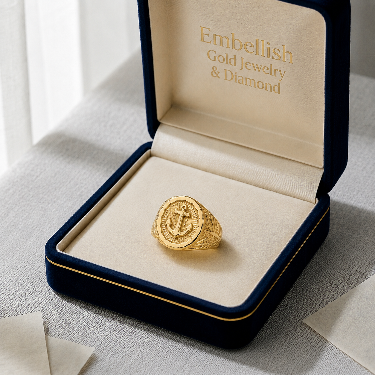 18k Gold Anchor Power Ring - ad collection - Embellish Gold Jewelry & Diamond