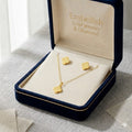 18K Real Gold VC Box Necklace And Earring Set