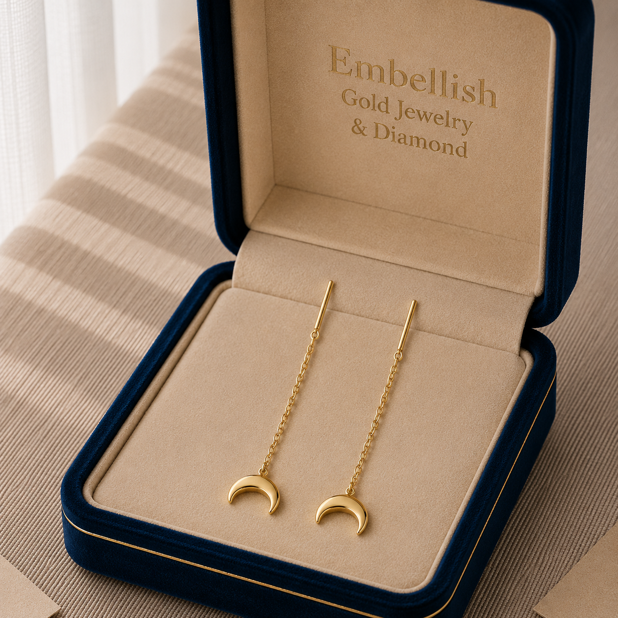 18k Gold Moon Tictac Earrings - 18k Gold Earrings - Embellish Gold Jewelry & Diamond